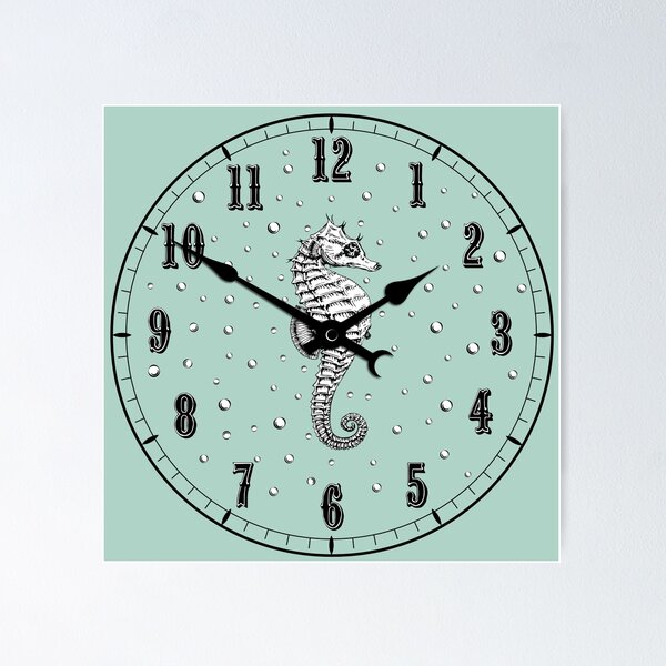 Item preview, Seahorse Clock w/Hands Sea Foam Aqua Victorian Steampunk  designed and sold by LoreliDesigns.