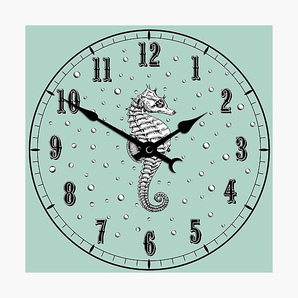 Item preview, Seahorse Clock w/Hands Sea Foam Aqua Victorian Steampunk  designed and sold by LoreliDesigns.