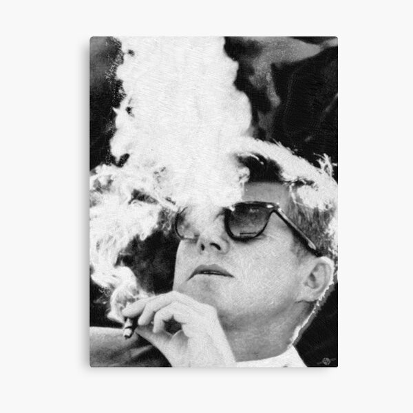 John F Kennedy Cigar And Sunglasses Black And White JFK Canvas Print