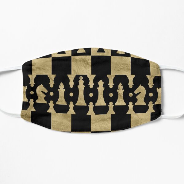 Chess Pieces Pattern - black and gold Flat Mask