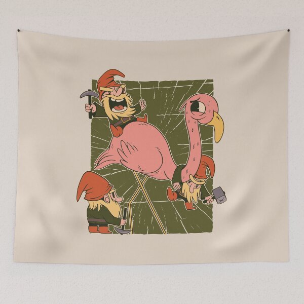 Item preview, Garden Gnomes Attacking Pink Flamingo designed and sold by popularthreadz.