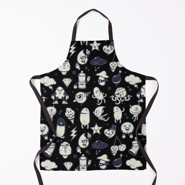 Item preview, Cute Doodle monster characters with black background pattern designed and sold by smARTwork.