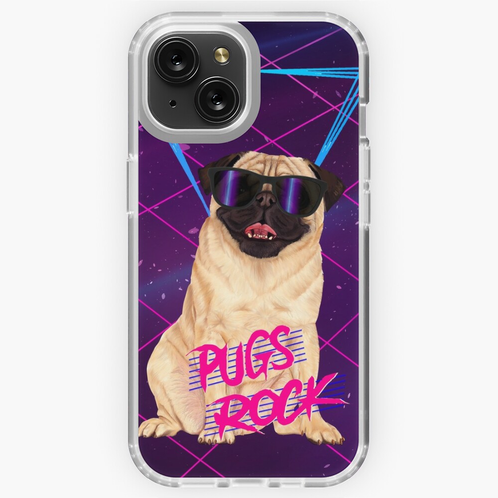 Pugs Rock - Retro 80s pug in sunglasses Kids T-Shirt for Sale by Mehu