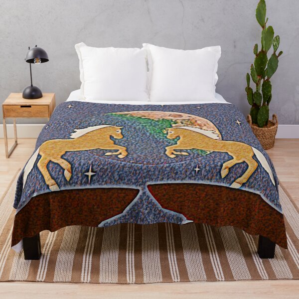 Item preview, A pair of horses against the background of the full moon designed and sold by helenkaiy.