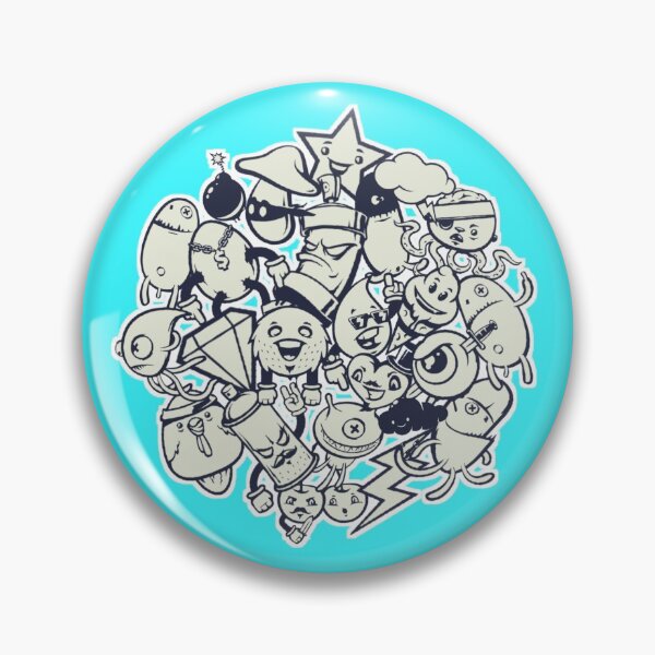 Item preview, Cute Doodle monster characters with blue background pattern designed and sold by smARTwork.
