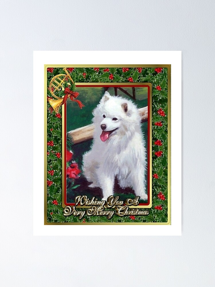 Japanese Spitz Dog Christmas Poster By Oldetimemercan Redbubble