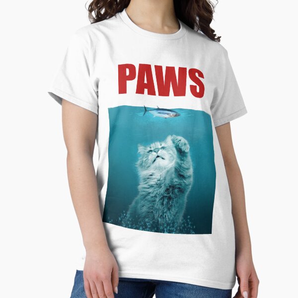 PAWS Cat and Tuna Parody - On White Classic T-Shirt