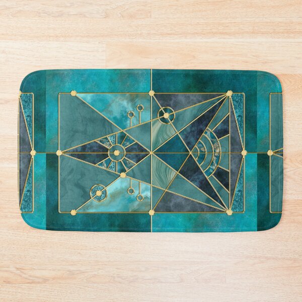 Item preview, Stained Glass Watercolor Marble Mineral Design Turquoise Teal Gold designed and sold by artsandsoul.