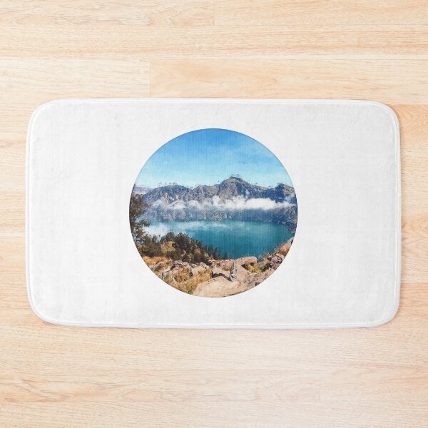 Item preview,  mountain lake sticker watercolor - rinjani caldera designed and sold by bone  apart.