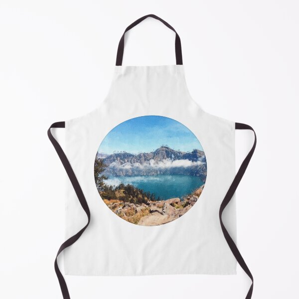 Item preview, mountain lake sticker watercolor - rinjani caldera designed and sold by bone apart.