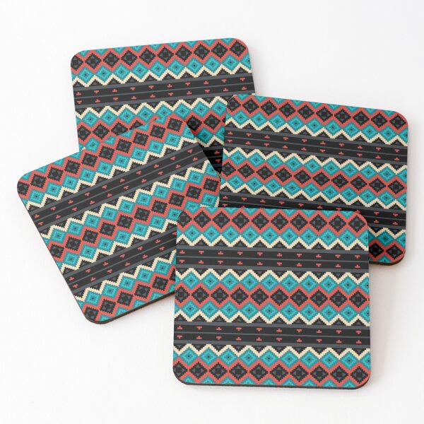 Item preview, retro zigzag and diamond patterns (black and blue) designed and sold by Gee Creatives.