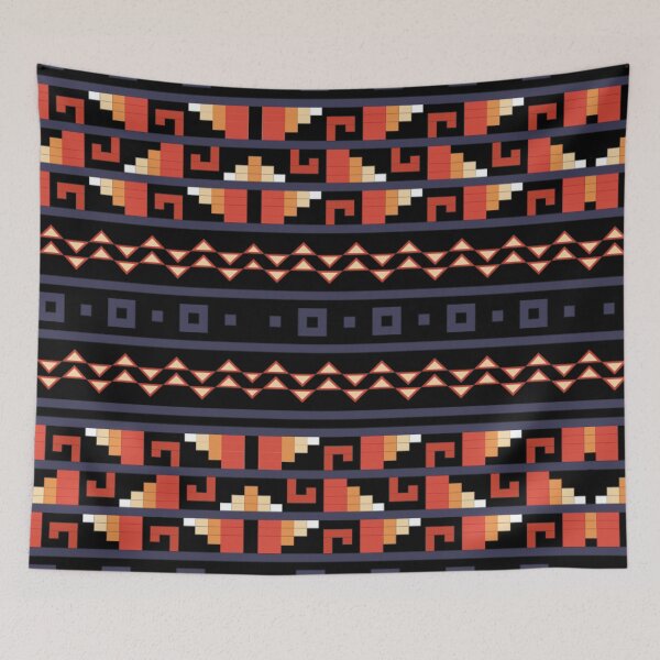 Item preview, retro zigzag and square patterns (black, red and violet) designed and sold by Gee Creatives.
