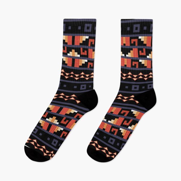Item preview, retro zigzag and square patterns (black, red and violet) designed and sold by Gee Creatives.