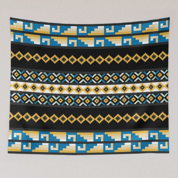 Item preview, retro diamond patterns (blue, black and yellow) magical pattern designed and sold by Gee Creatives.