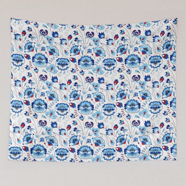 Item preview, Winter blue flowers designed and sold by AttireCafe.