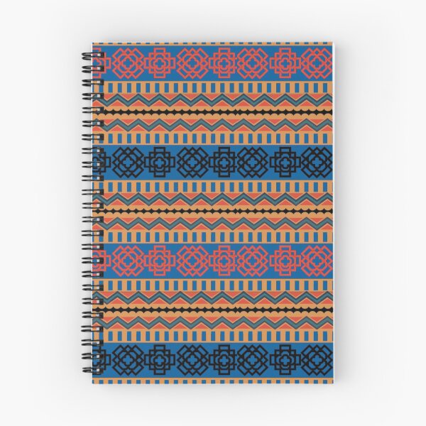 Item preview, retro zigzag and floral patterns (blue, black and red) flower line pattern designed and sold by Gee Creatives.