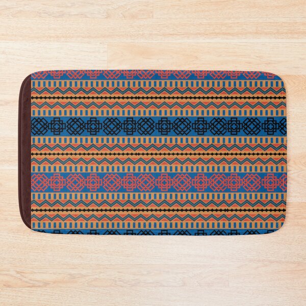 Item preview, retro zigzag and floral patterns (blue, black and red) flower line pattern designed and sold by Gee Creatives.