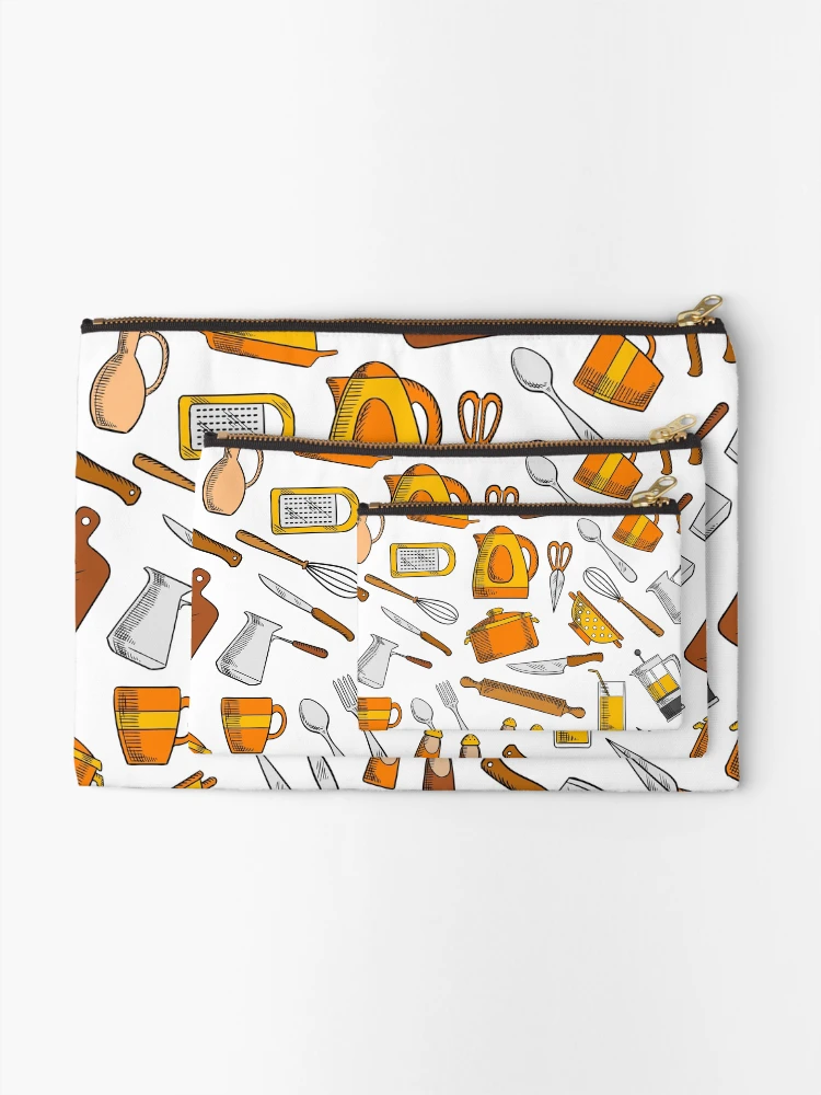Thumbnail 2 of 4, Zipper Pouch, Cute Chef Kitchen Essentials Pattern designed and sold by JustCreativity.