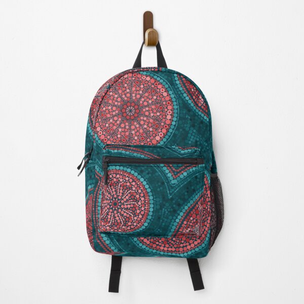 Item preview, Dot Art Circles Abstract Living coral and teal designed and sold by Nartissima.