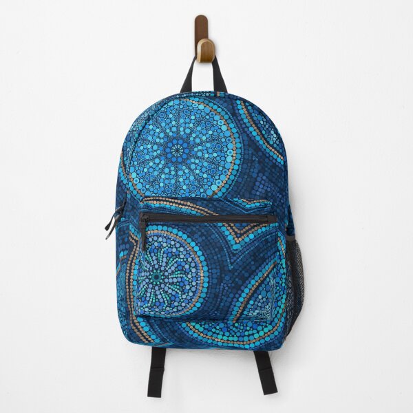 Item preview, Dot Art Circles Abstract Blue with gold accent designed and sold by Nartissima.