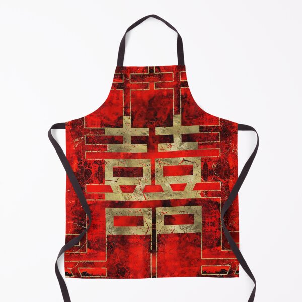 Item preview, Double Happiness Symbol Geometric Gold on Red Paint designed and sold by Nartissima.