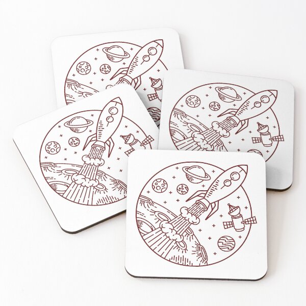 Item preview, Rocket adventure line illustration designed and sold by teenlabel.