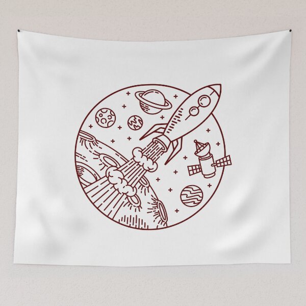 Item preview, Rocket adventure line illustration designed and sold by teenlabel.