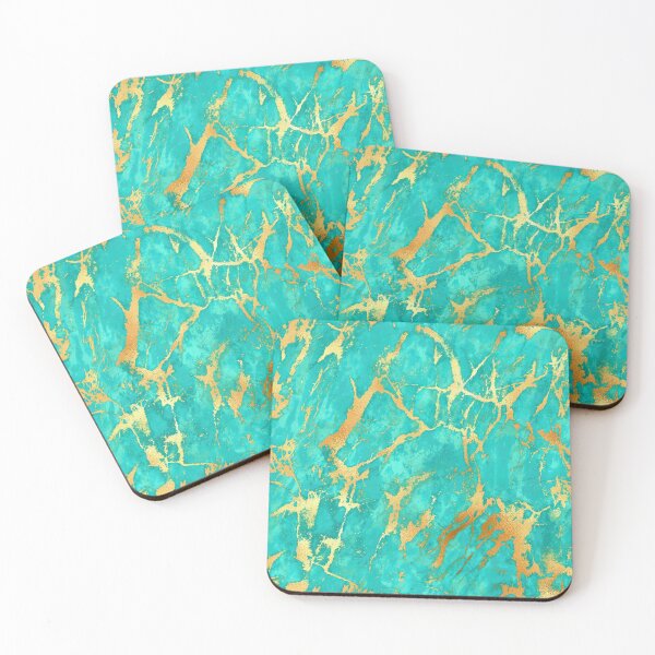 Item preview, Turquoise And Gold Malachite Faux Marble  designed and sold by MysticMarble.