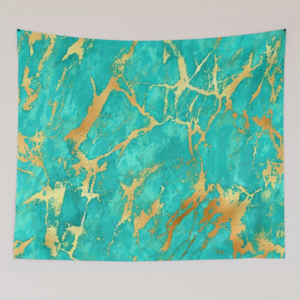 Item preview, Turquoise And Gold Malachite Faux Marble  designed and sold by MysticMarble.