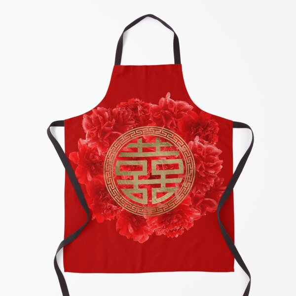 Item preview, Double Happiness Symbol on Red Peonies designed and sold by Nartissima.