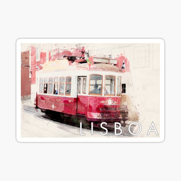 Lisboa Tram Watercolour Sticker