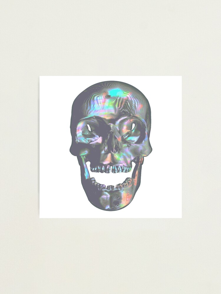 Thumbnail 1 of 3, Photographic Print, Laughing Iridescent Skull designed and sold by dinaaaaaah.