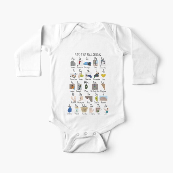 A to Z of Bouldering Long Sleeve Baby One-Piece