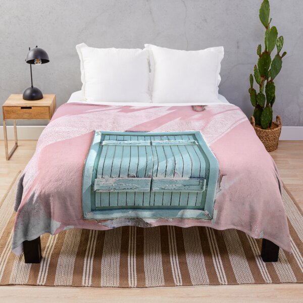 Item preview, Quirky Pink Wall with Dancing Shadows over Blue Windows designed and sold by yappei.