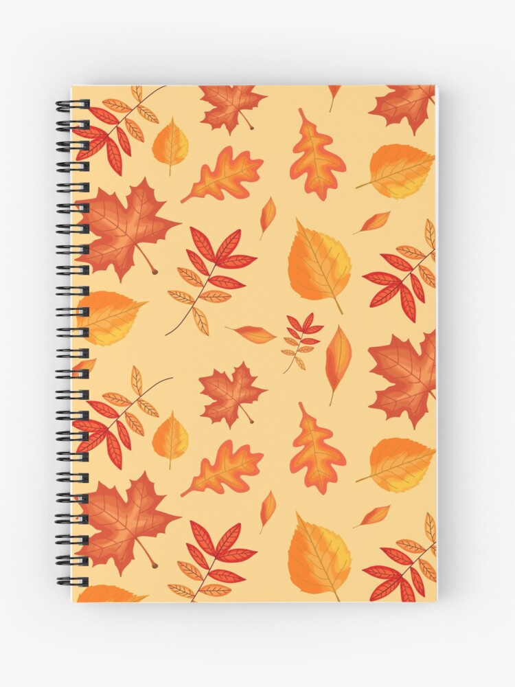 Fall Leaves Pattern Yellow Spiral Notebook By C Artdesign Redbubble