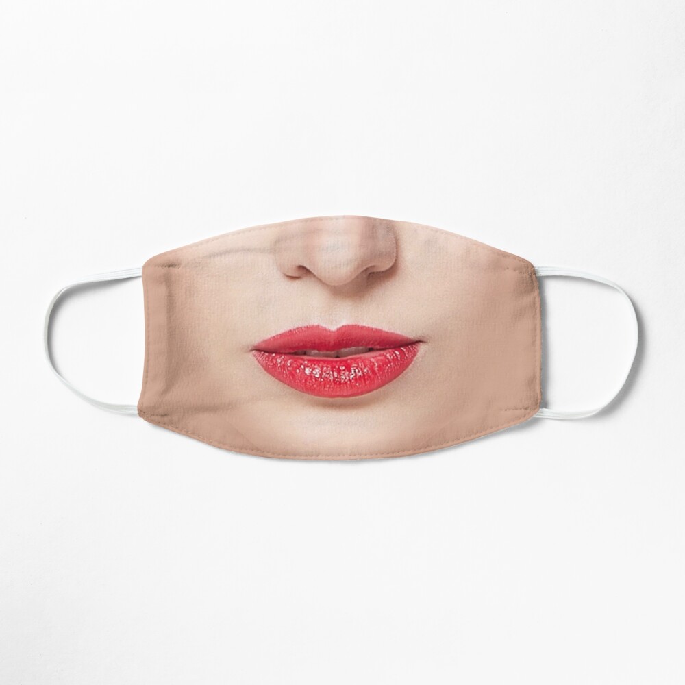 Red Lips Pretty Woman Mask Realistic Face Mask By Munizz Redbubble 7579