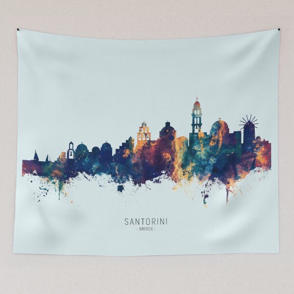 Aperçu de l'œuvre Santorini Skyline créée et vendue par ArtPrints.