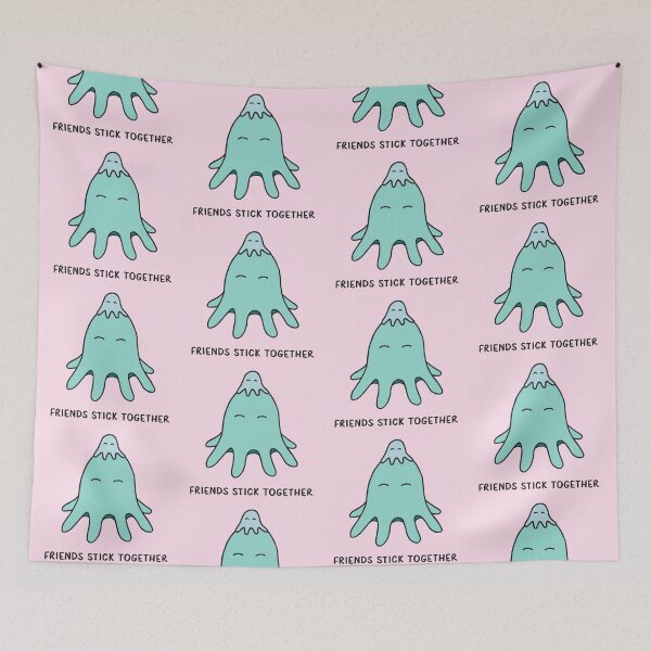 Item preview, Friends Stick Together - Light Teal on Pink designed and sold by ImperfectLife.