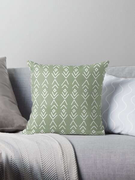 Aperçu de l'œuvre African Mudcloth, Sage Green, Boho Wall Art créée et vendue par meggydesigns.