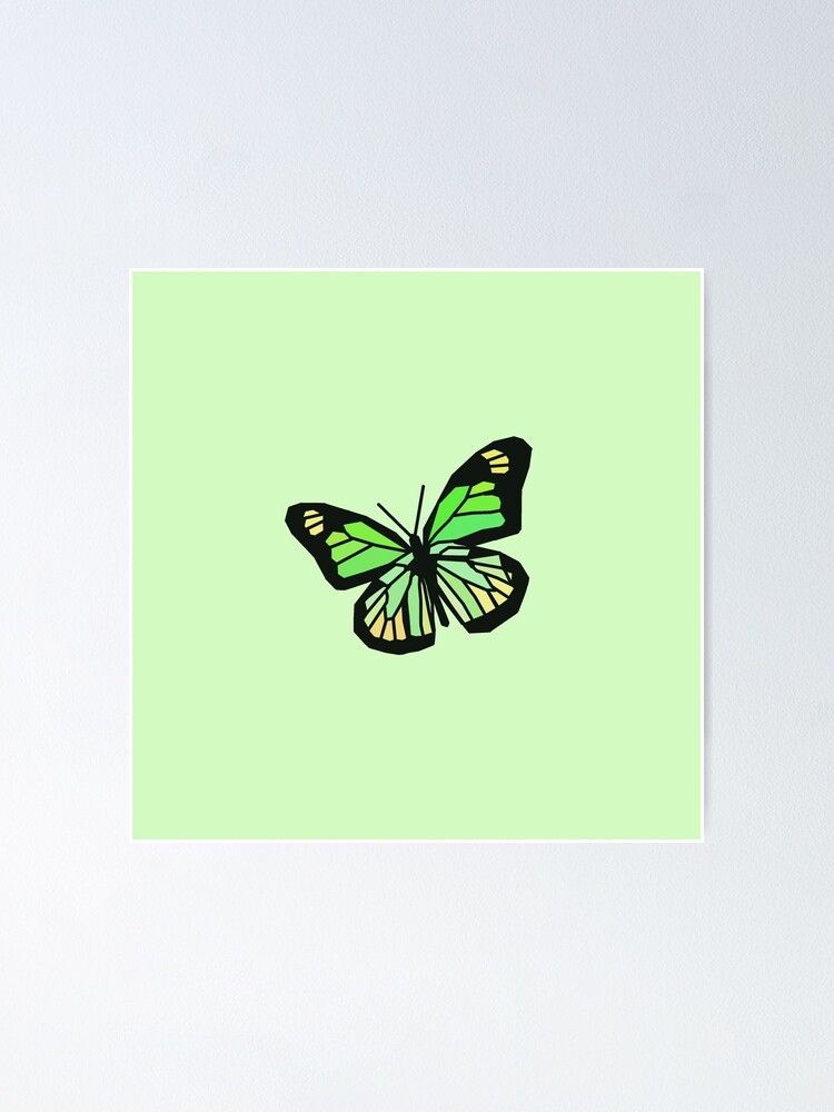 Green and yellow butterfly with green background 