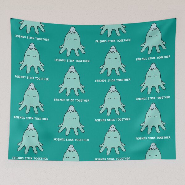 Item preview, Friends Stick Together - Light Teal on Bold Teal designed and sold by ImperfectLife.