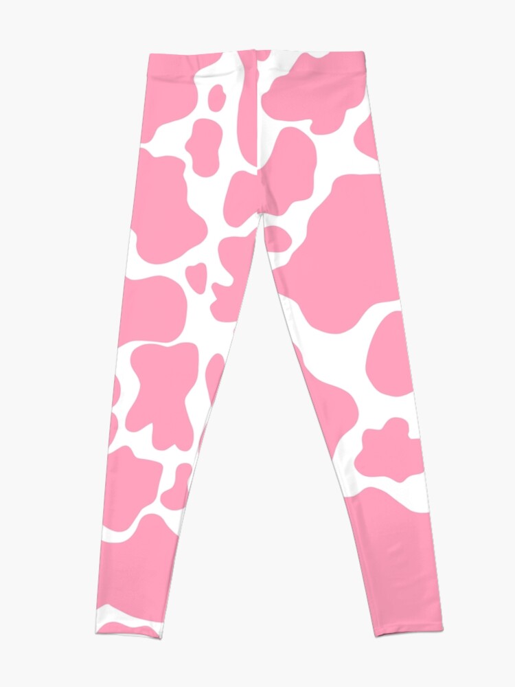 Discover Pink and White Cow Print Leggings