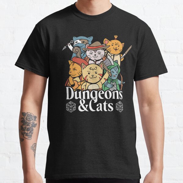Funny Cute Cats Shirt DnD Dungeons and Dragons Cute Cats Fantasy Unisex T-Shirt