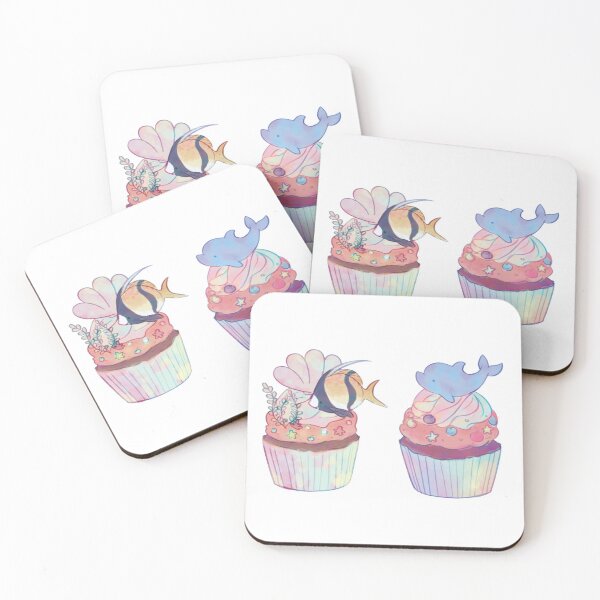 Item preview, Pastel Coral Reef Fish Dolphin Cupcake designed and sold by SwaDesign.