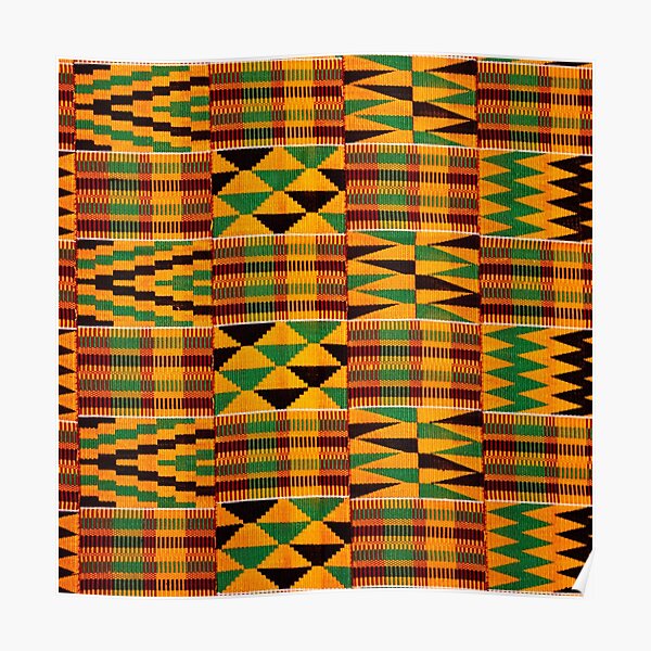 Colorful Kente Cloth African Ashanti Pattern  Poster for Sale by