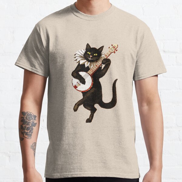 Funny Vintage Cat Dancing and Playing Banjo Classic T-Shirt
