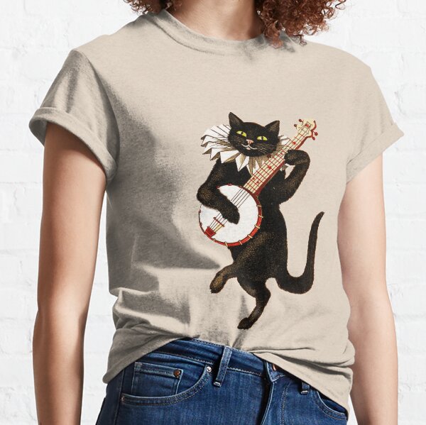 Funny Vintage Cat Dancing and Playing Banjo Classic T-Shirt