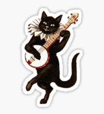Funny Vintage Cat Dancing and Playing Banjo Sticker