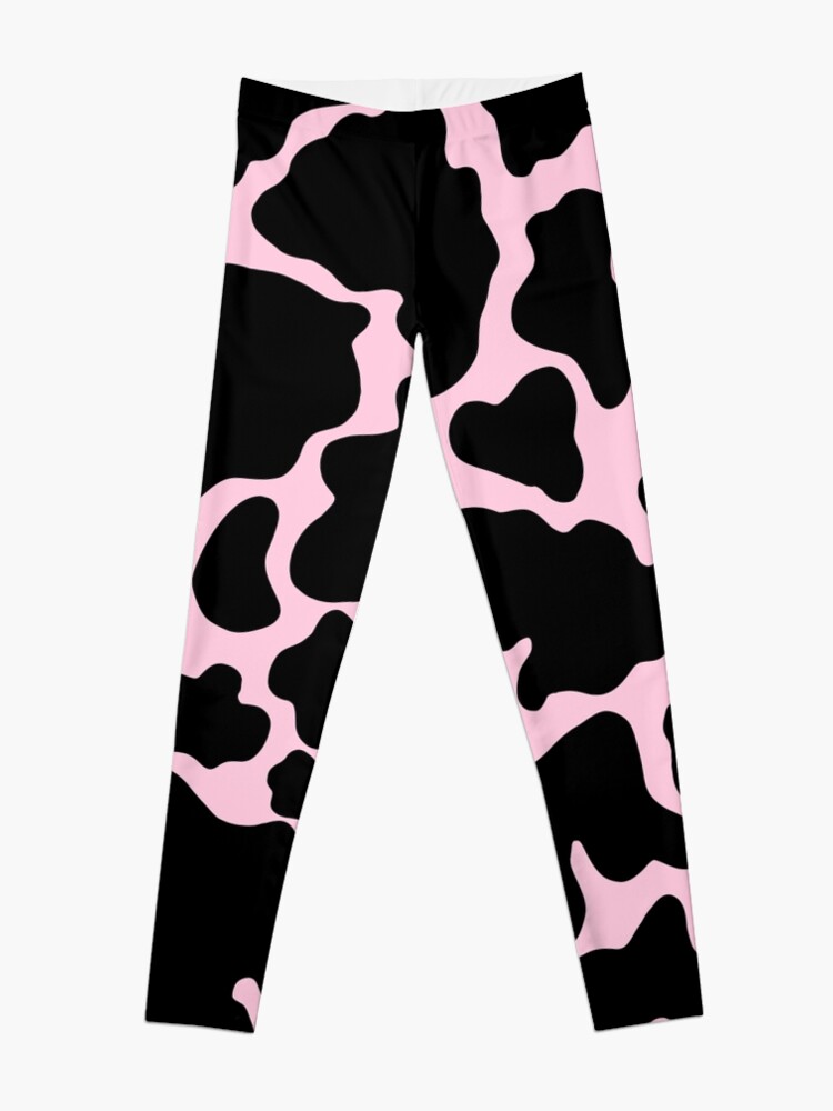 Black and Pink Cow Print Leggings for Sale by avejane