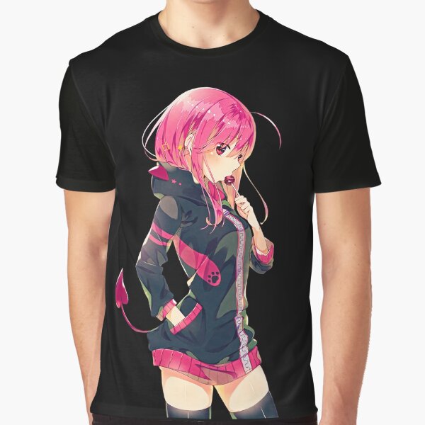 Cute anime girl Lala Satalin sucking a lollipop. | Kawaii waifu from To love ru manga on black background. Graphic T-Shirt